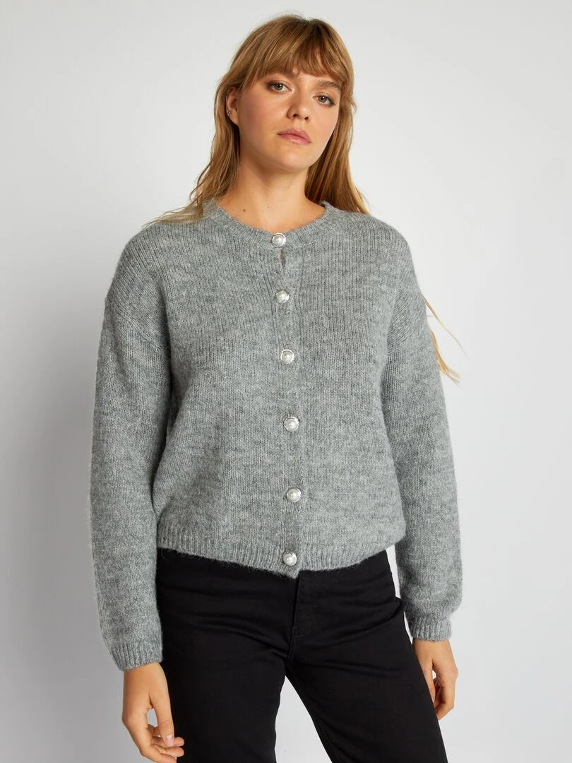 Gilet en maille avec ouverture boutonnée Gris