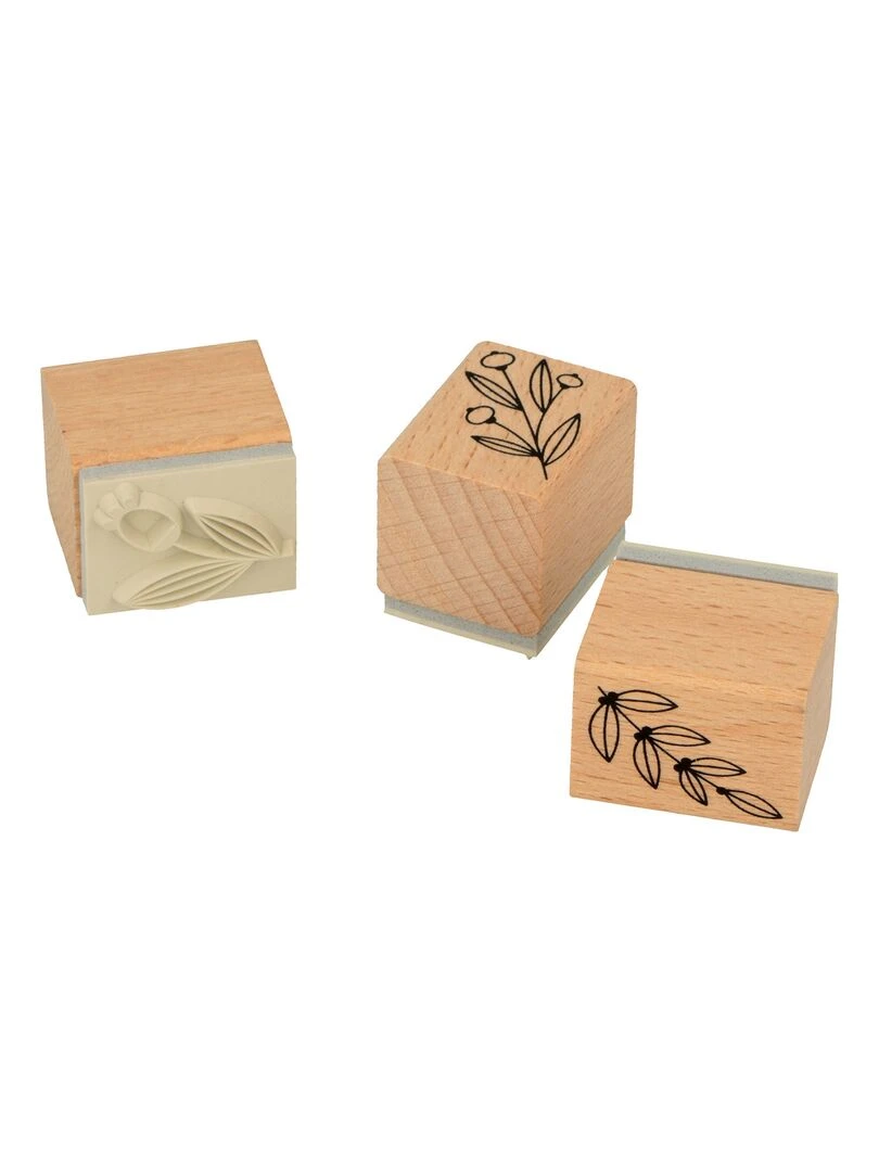 3 Tampons en bois Feuillages N/A