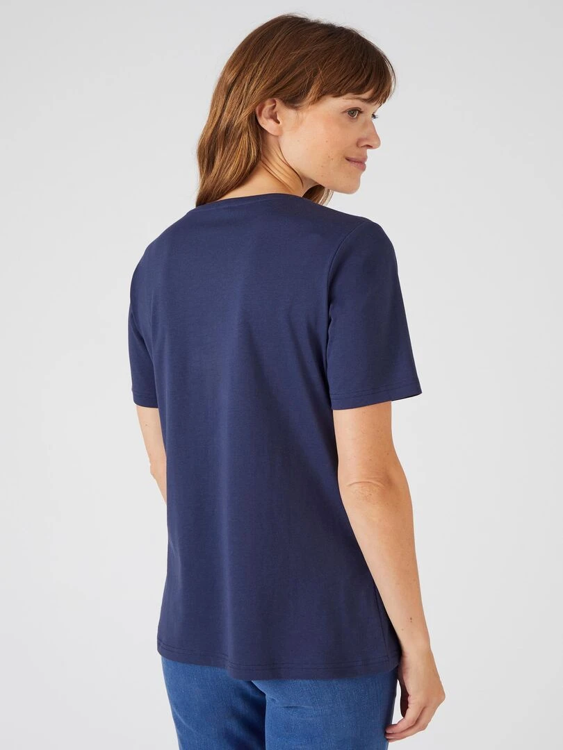 Tee shirt pur coton   Damart   Bleu marine