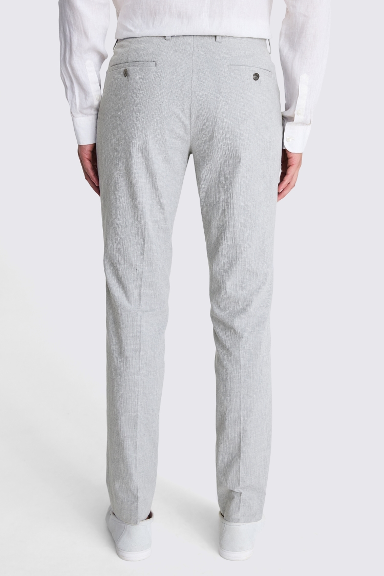 Slim Fit Light Grey Seersucker Trousers Buy Online at Moss