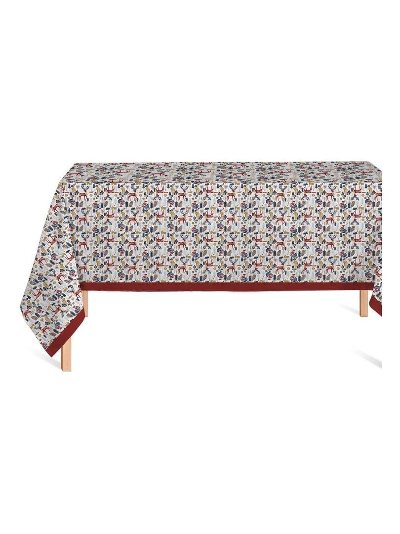 Nappe Polyester à motifs Christmas Rouge