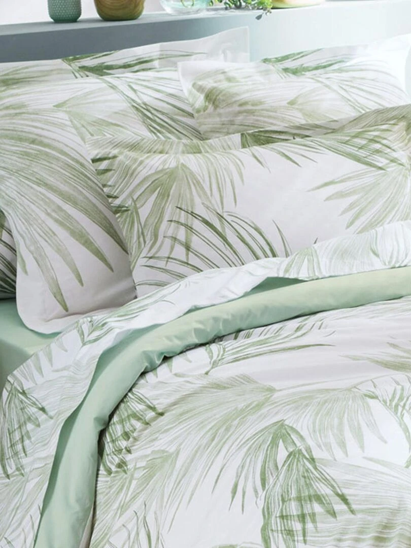 Ensemble drap plat et 2 taies À l'Ombre Vert Vert