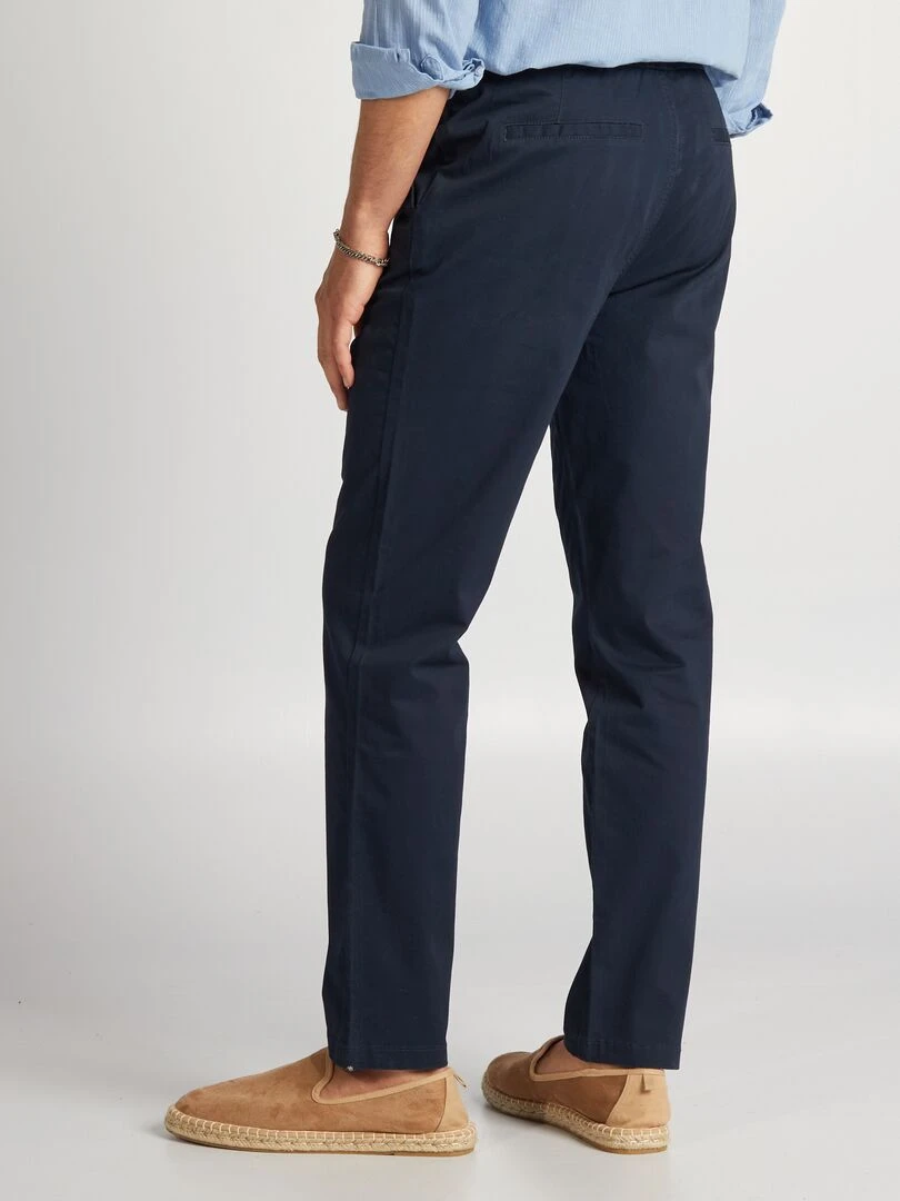 Pantalon chino à ceinture élastiquée   Bleu marine