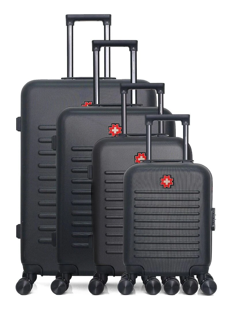 Set de 4 Valises Rigides Grand Format Taille Moyenne Valise Cabine et Vanity WIL M Noir