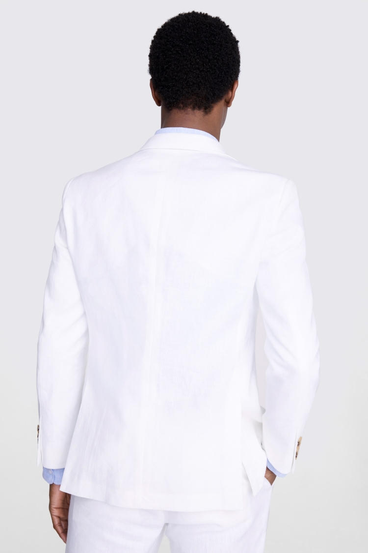 Tailored Fit White Matte Linen Jacket   Buy Online at Moss