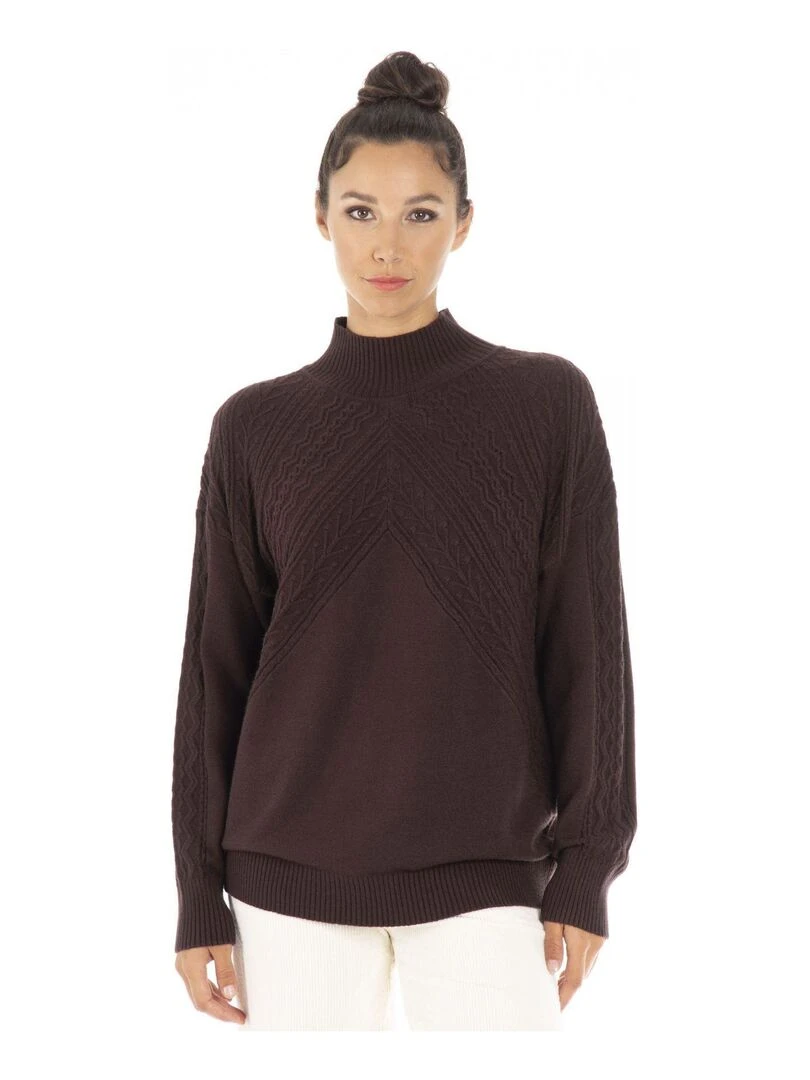 Pull col roulé PEPA   Gérard Pasquier   Marron foncé