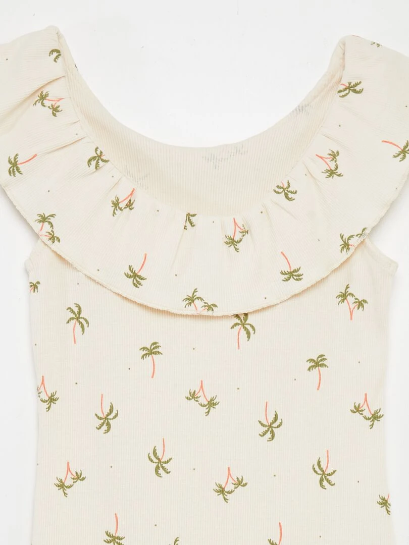 Robe en maille côtelée à col bardot   Blanc