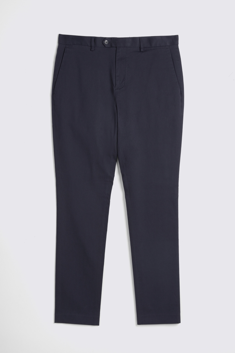 Slim Fit Navy Stretch Chinos    Buy Online at Moss