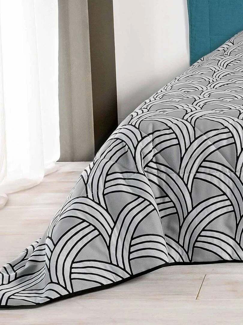 Jeté de lit au style graphique Gris clair