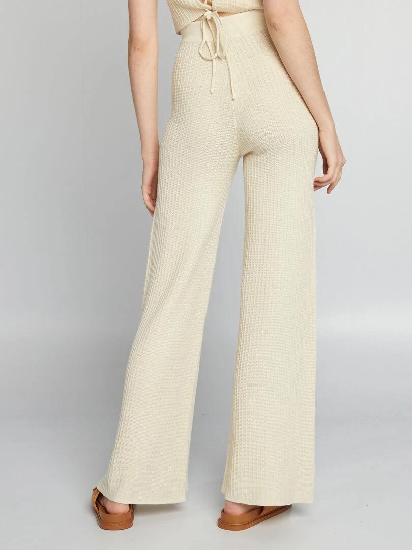 Pantalon large en maille   Ecru