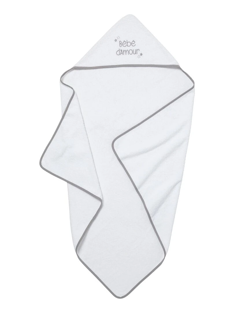 Maxi cape de bain 100x100 cm Bébé d'amour Blanc
