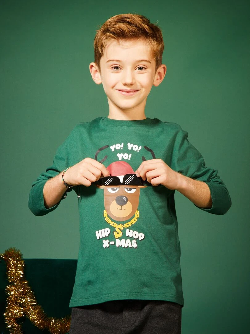 T shirt 'noël' manches longues Vert