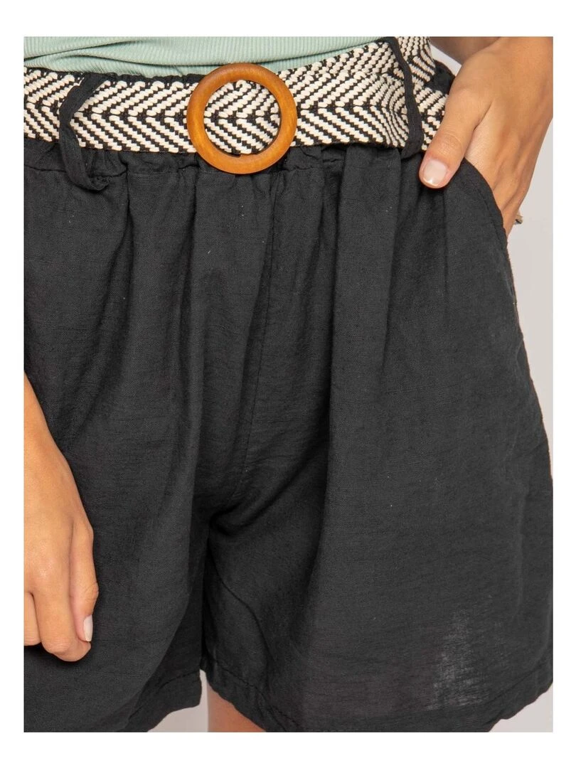 Short en lin XIGN   Noir