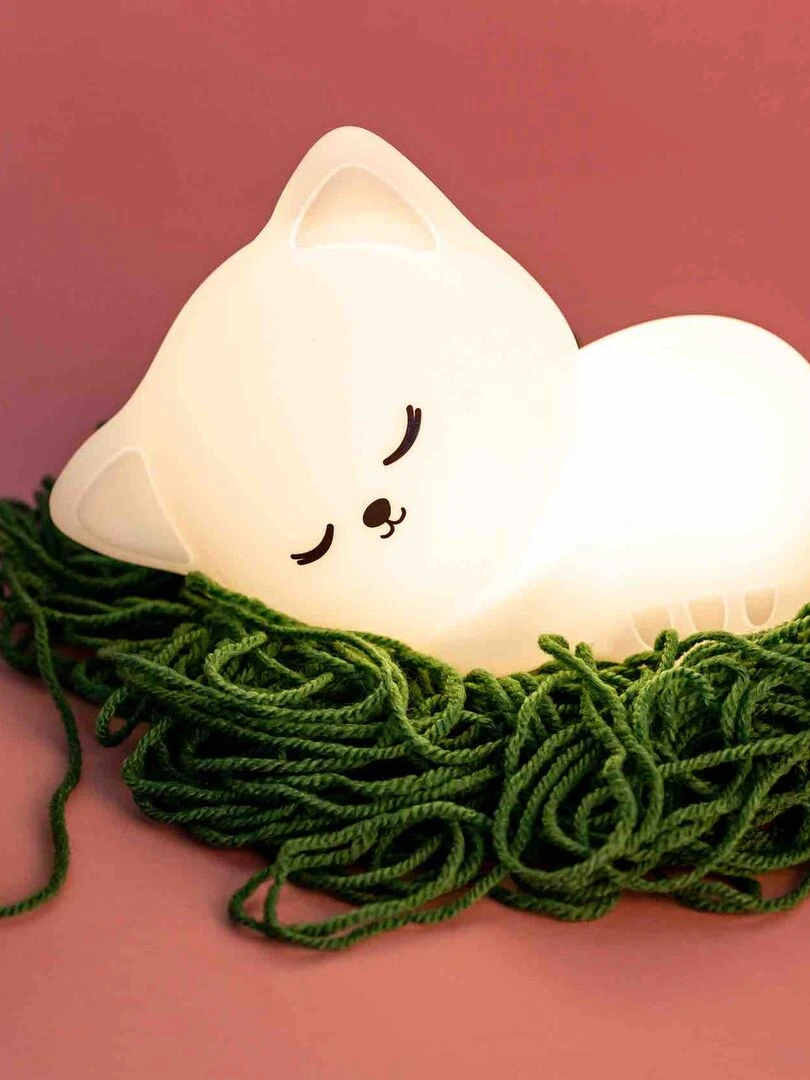 Veilleuse lumineuse tactile en silicone Chaton Blanc
