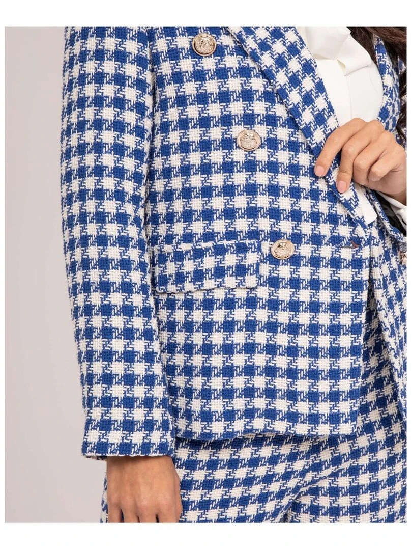 Blazer pied de poule URIELLE   Bleu