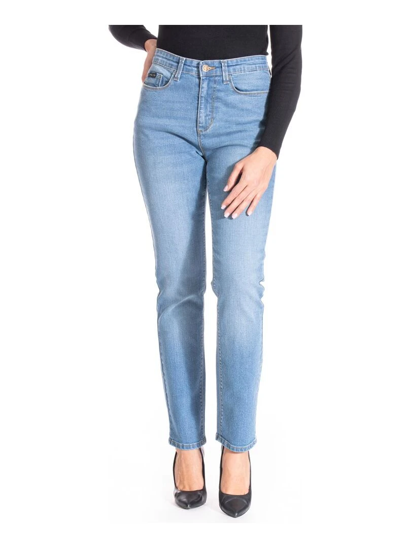 Jeans coupe droite denim stretch brossé ZOE 'Rica Lewis' Bleu