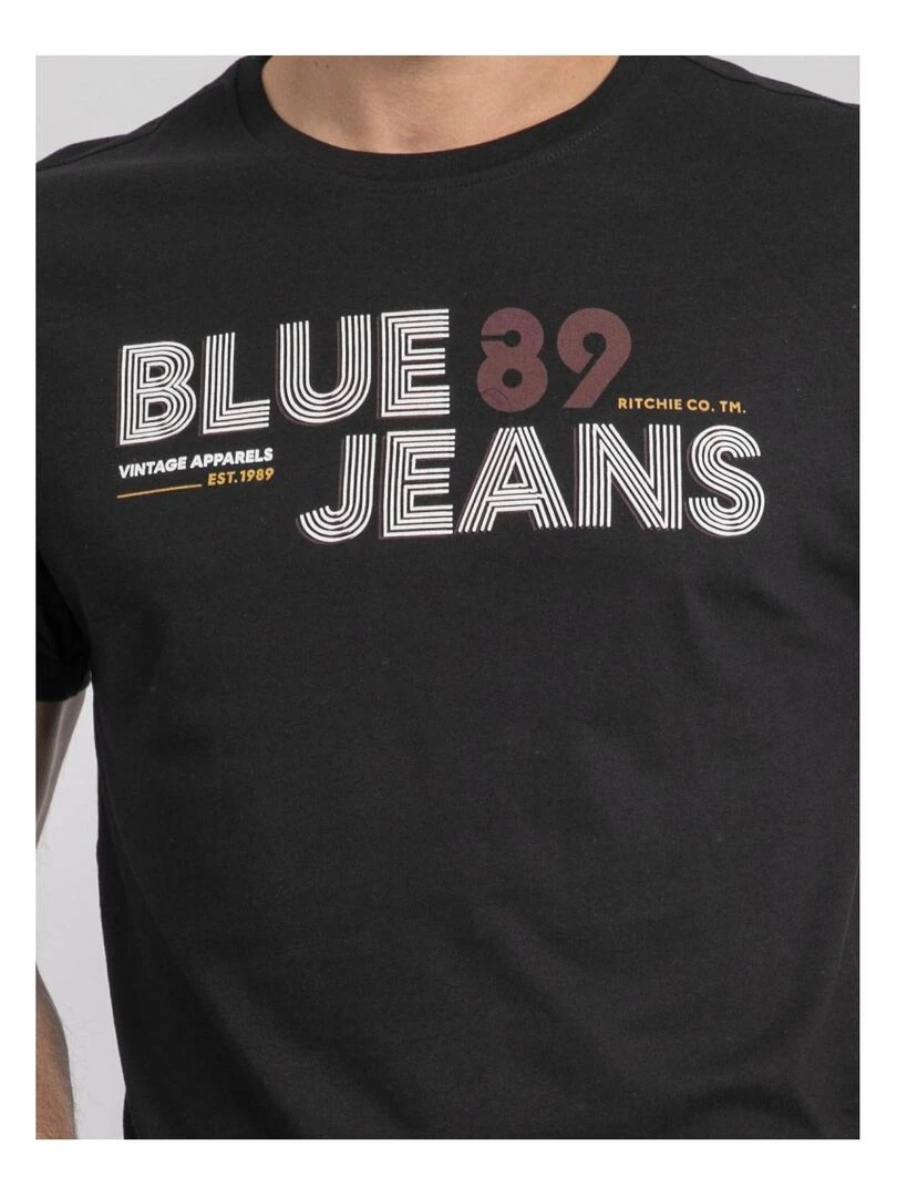 T shirt col rond pur coton JUPILAR   Noir