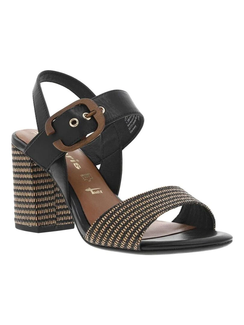 TAMARIS Nu pieds cuir talon décroché haut Noir