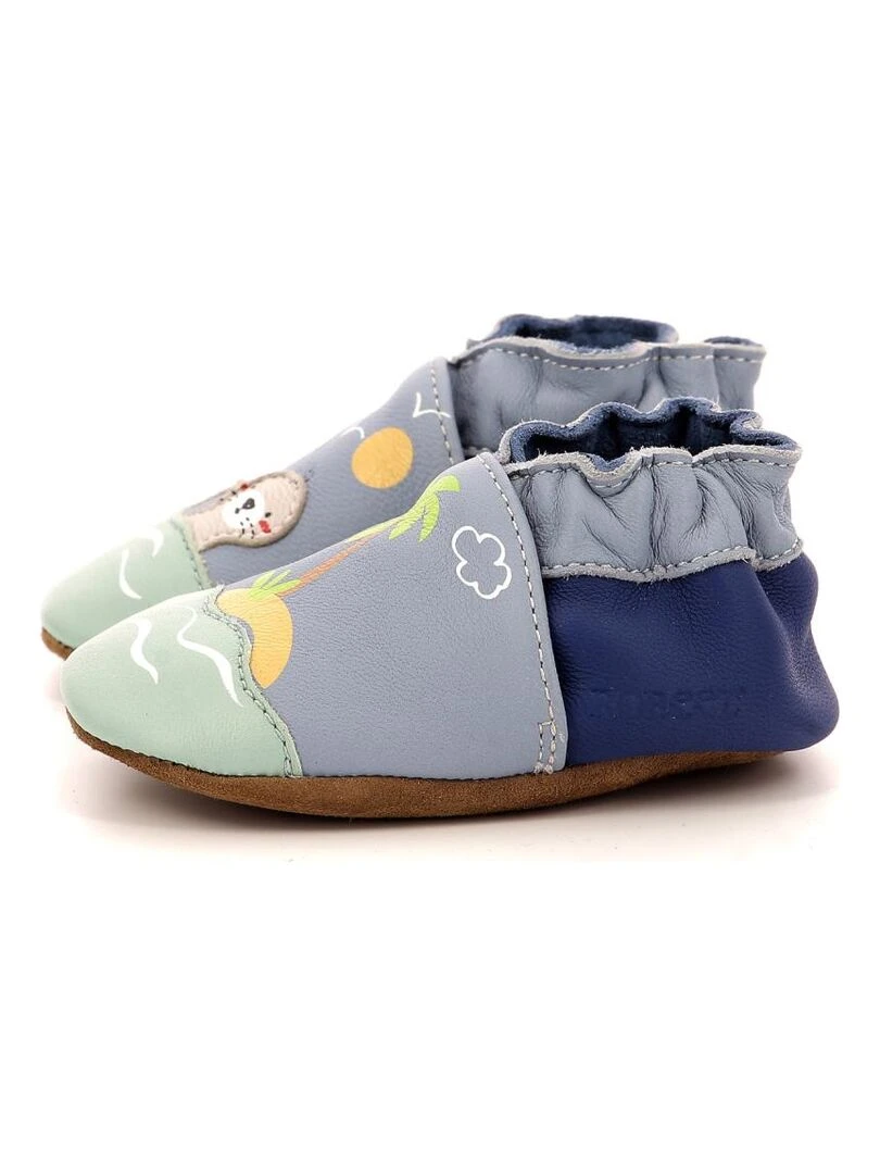Chaussons Cuir Island Holidays   Bleu