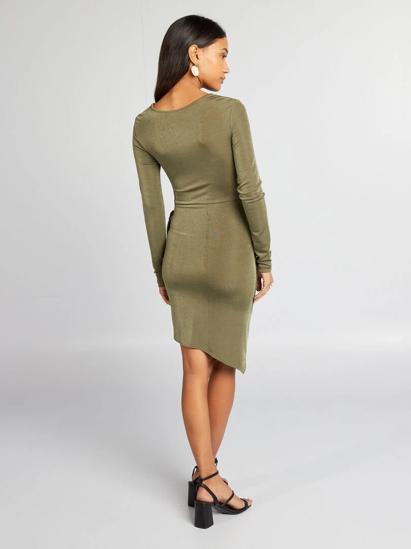 Robe courte effet drapé   Kaki