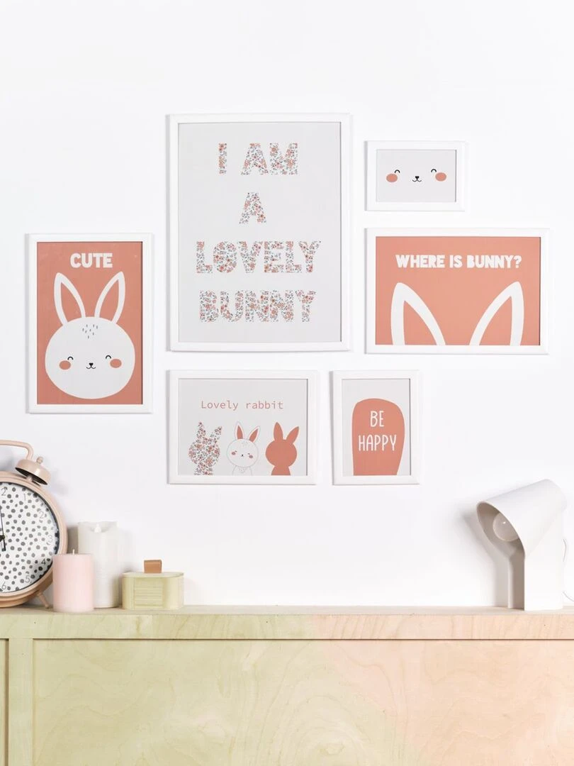 Set de 6 cadres avec affiches Blanc