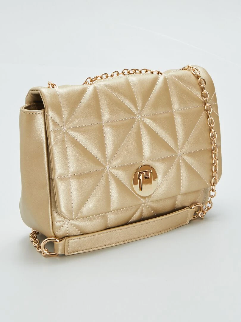 Sac bandoulière effet matelassé   Doré