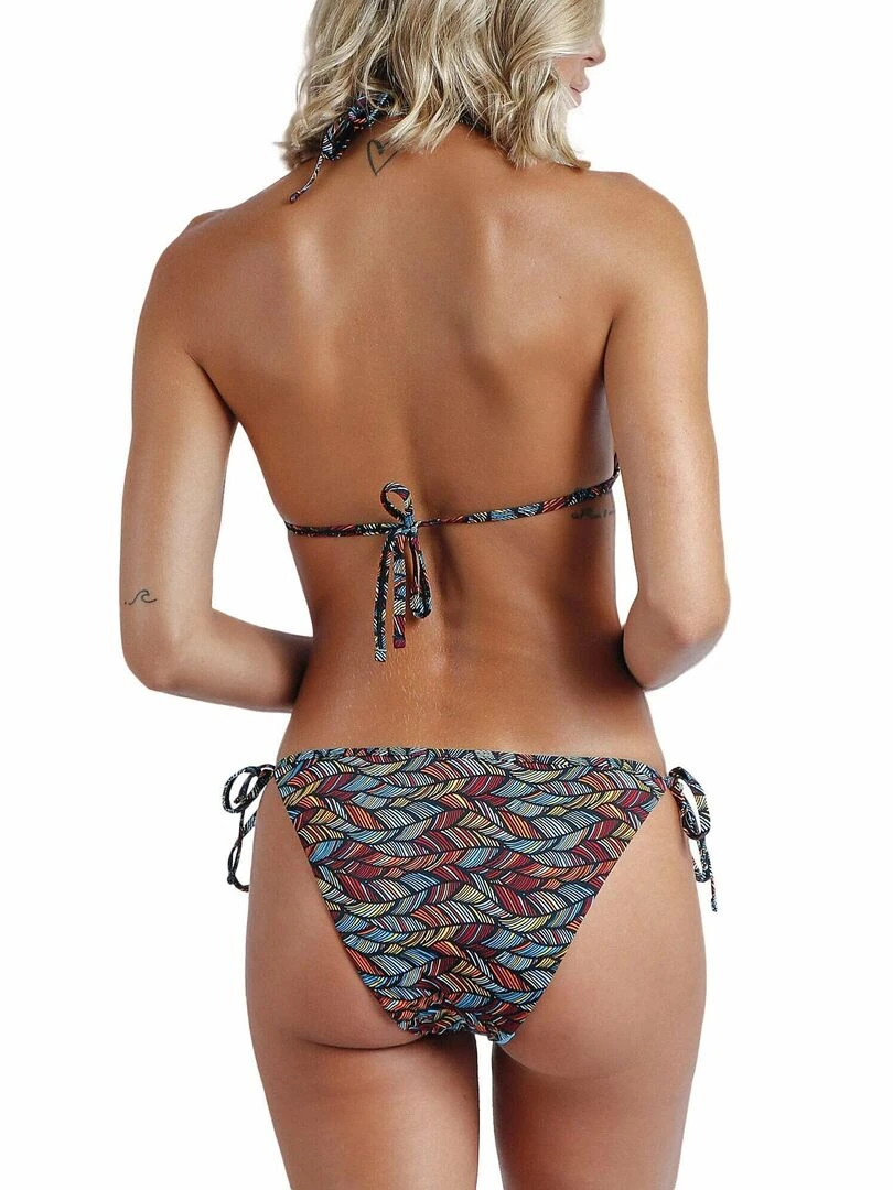 Ensemble deux pièces bikini triangle push up Ethnic Feathers Bleu turquoise