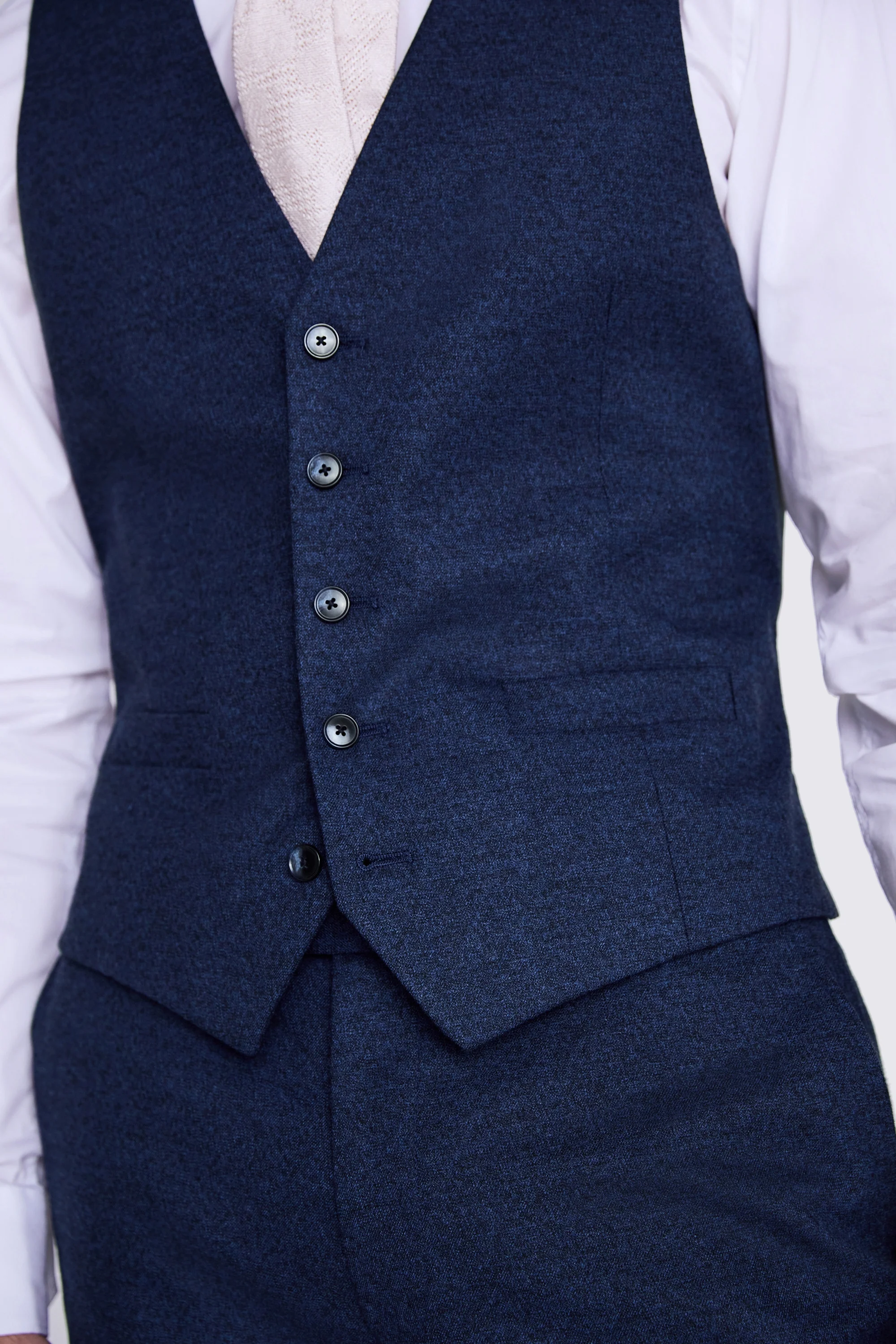 Tailored Fit Blue Flannel Waistcoat   Buy Online at Moss