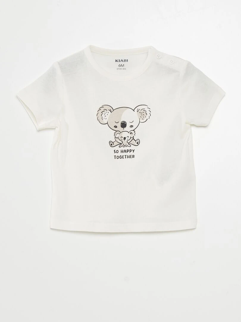 T shirt manches courtes imprimé Blanc