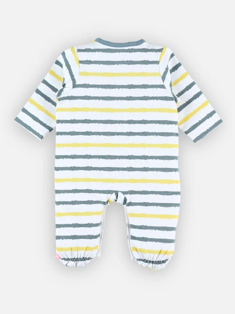Pyjama 1 pièce rayé en coton bio écru/bleu Noukie's Blanc