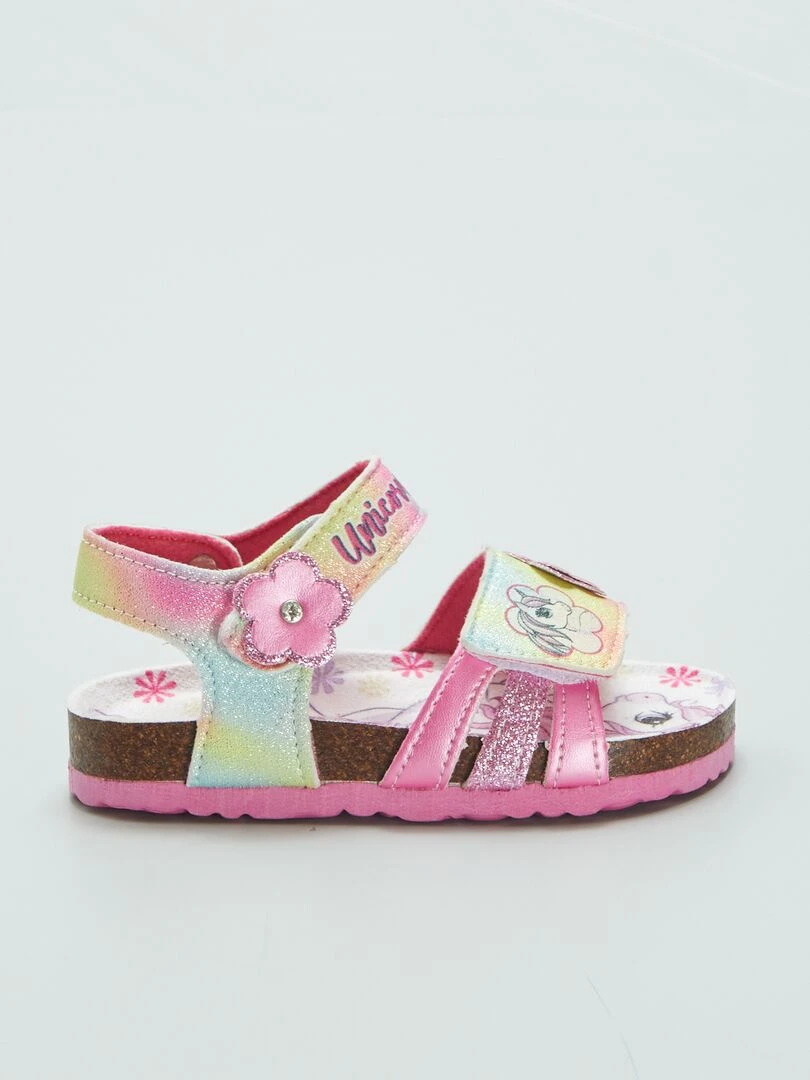 Sandales 'Licorne' à scratchs Rose
