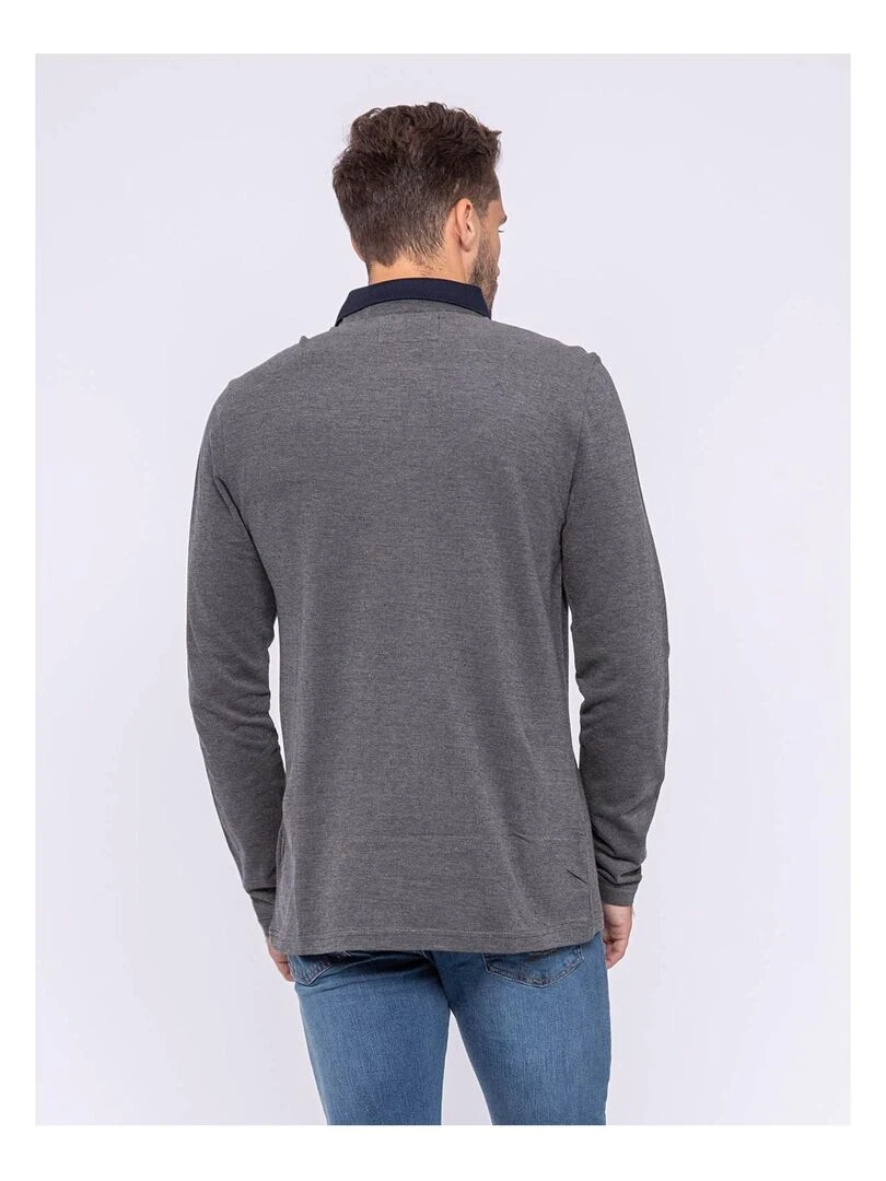 Polo manches longues pur coton PIRATE Noir