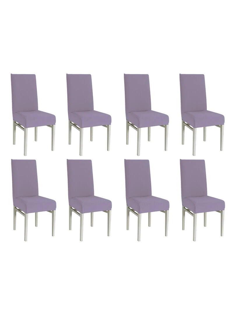 Lot de 8 Housses de chaise extensible Gris Gris