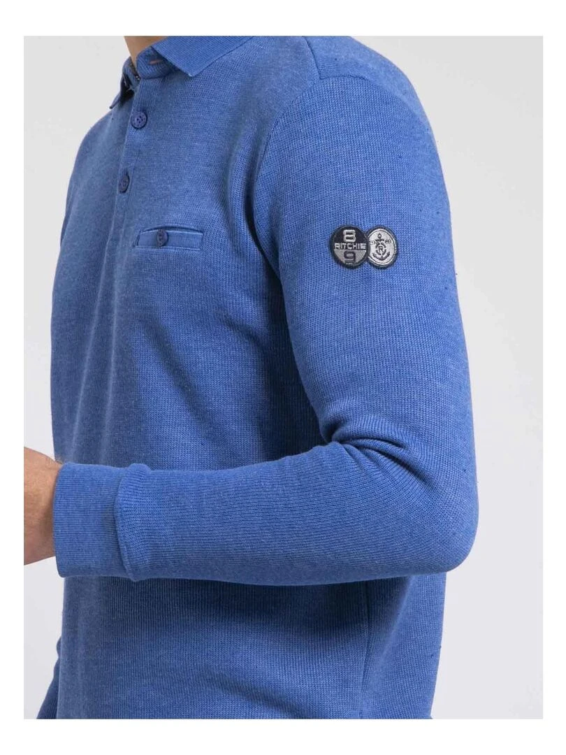 Sweat col polo WIREX   Bleu