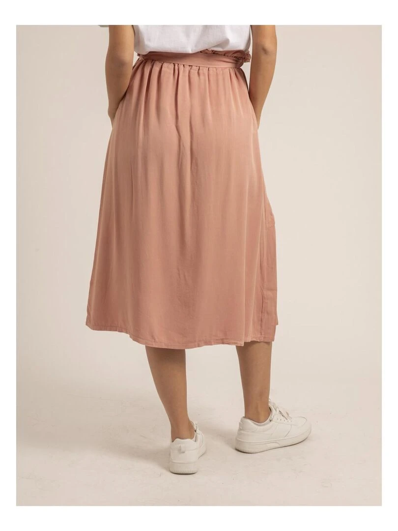 Jupe midi boutonnée XALDA Rose