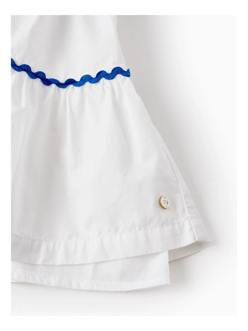 Robe en coton pour fille manches courtes PICASSO   Blanc