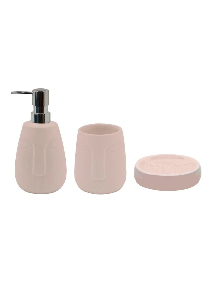 Guy Levasseur Set de salle de bain 3 pièces en céramique rose Rose