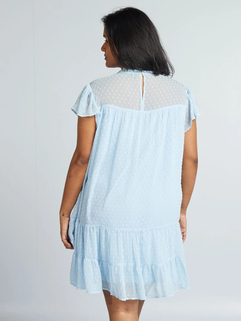 Robe en voile 'plumetis'   Bleu