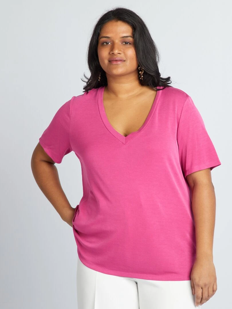 T shirt manches courtes stretch   Rose