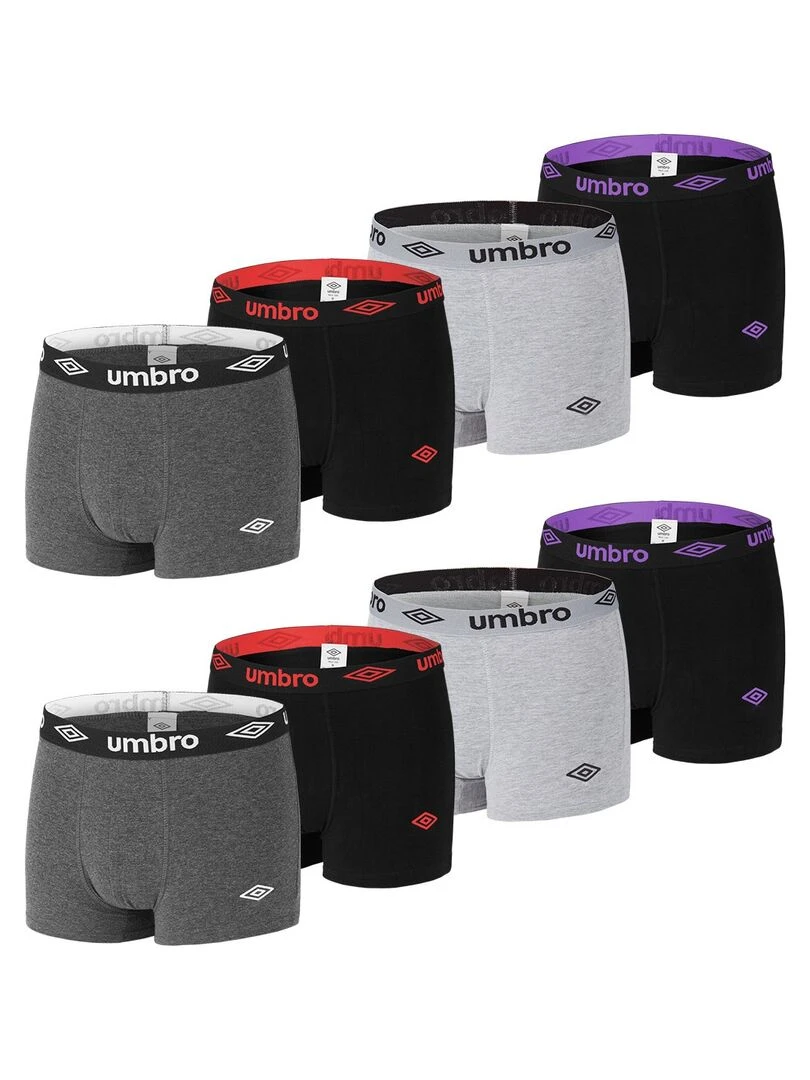 Lot de 8 Boxers coton homme Uni Umbro Noir