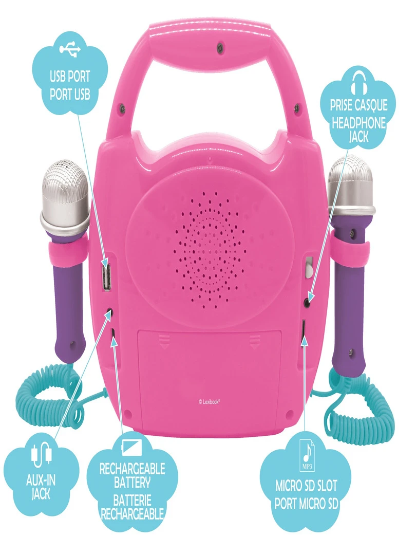 Enceinte Bluetooth Licorne Avec Effets Lumineux Micros Et Batterie Rechargeable N/A