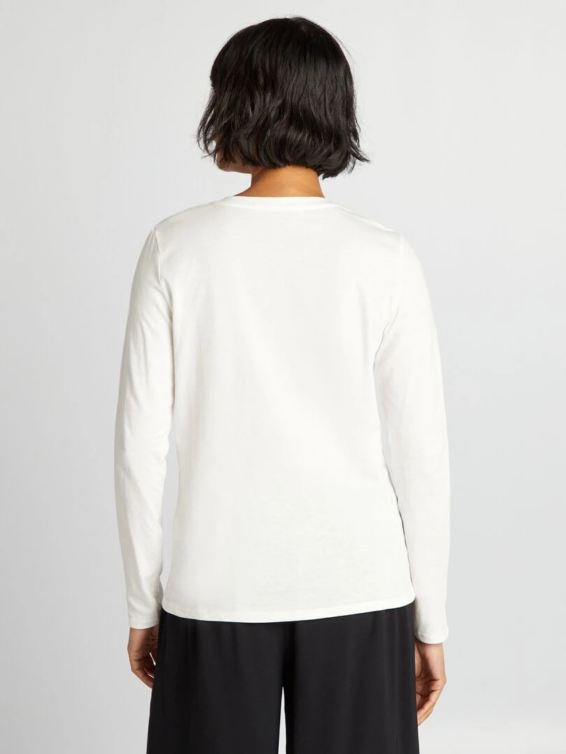 T shirt col V   blanc