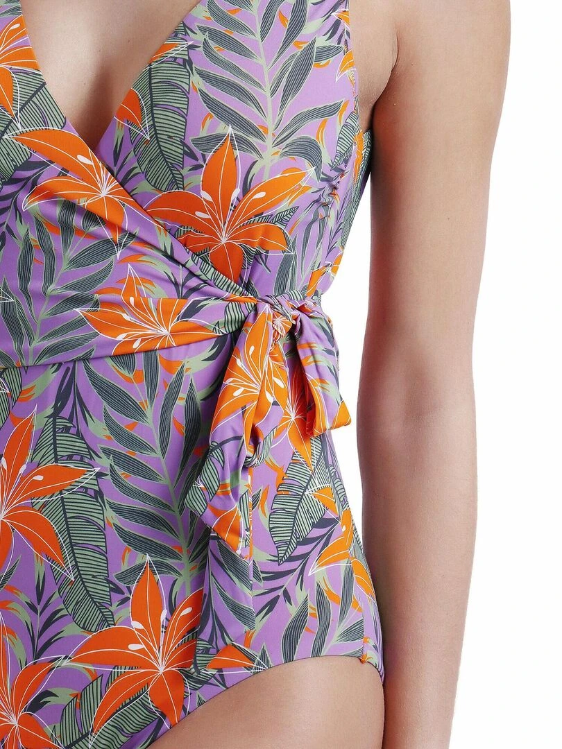 Maillot de bain 1 pièce préformé croisé Jungle Mauve   Violet
