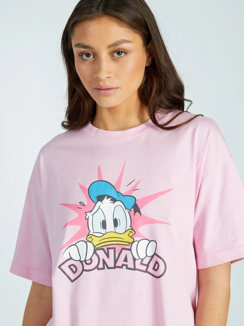 Pyjama long 'Donald' 2 pièces Rose/noir