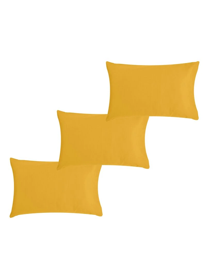Lot x3 Taies d'oreiller 40x60 cm 100% coton Bio 'Ptit Basile' Jaune moutarde