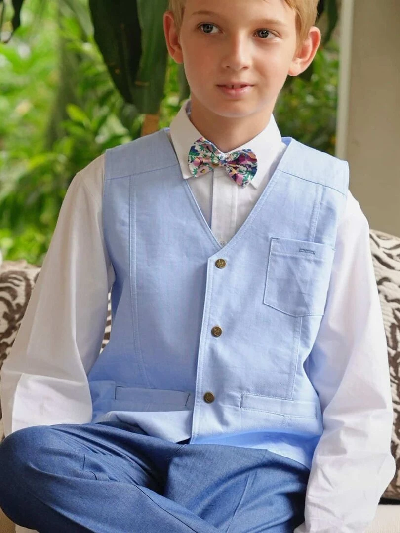 Noeud papillon enfant fleuri costume mariage 'LA FAUTE A VOLTAIRE' Bleu marine