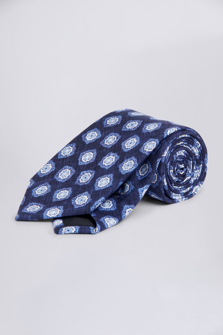 Bottinelli Navy & Blue Silk Medallion Tie Buy Online at Moss