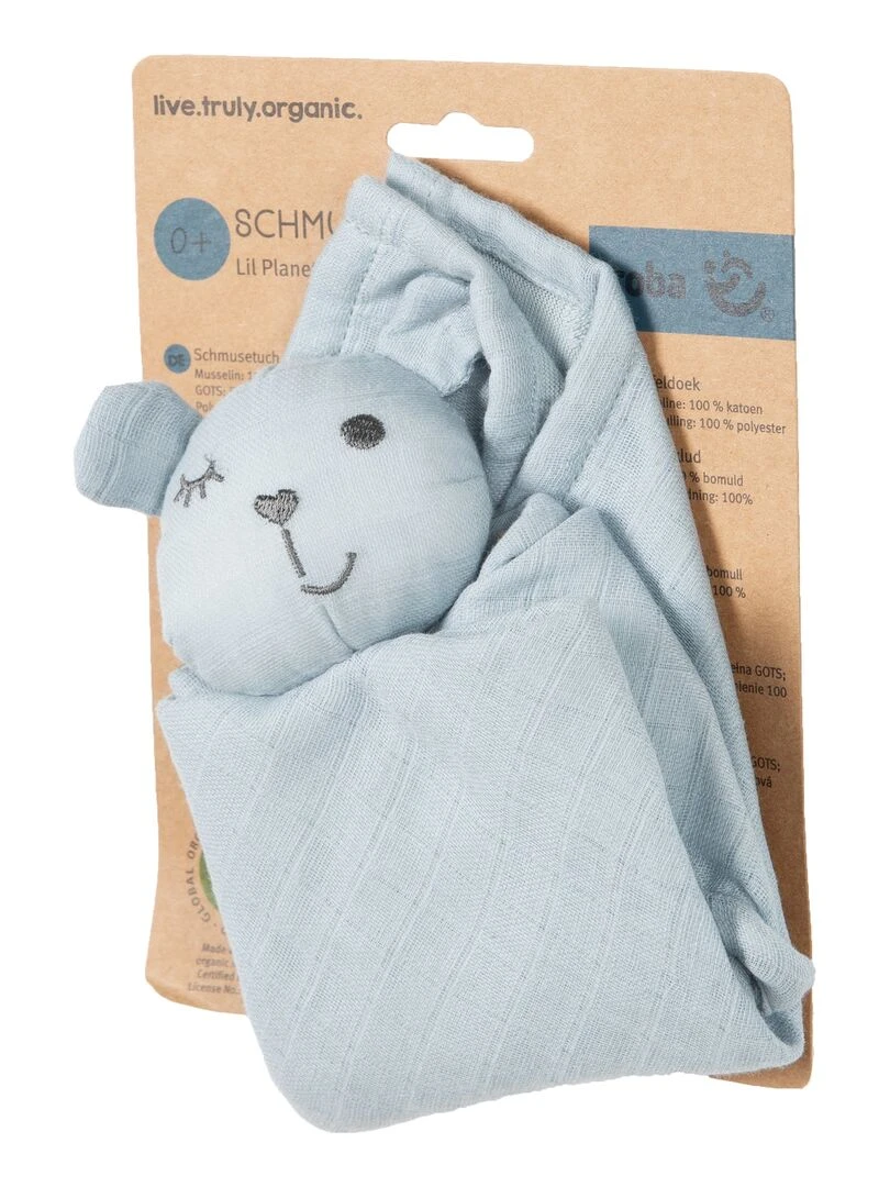 ROBA Doudou Ours "Lil Planet"   Coton Bio Certifié OEKOTEX   Bleu Ciel   Bleu clair