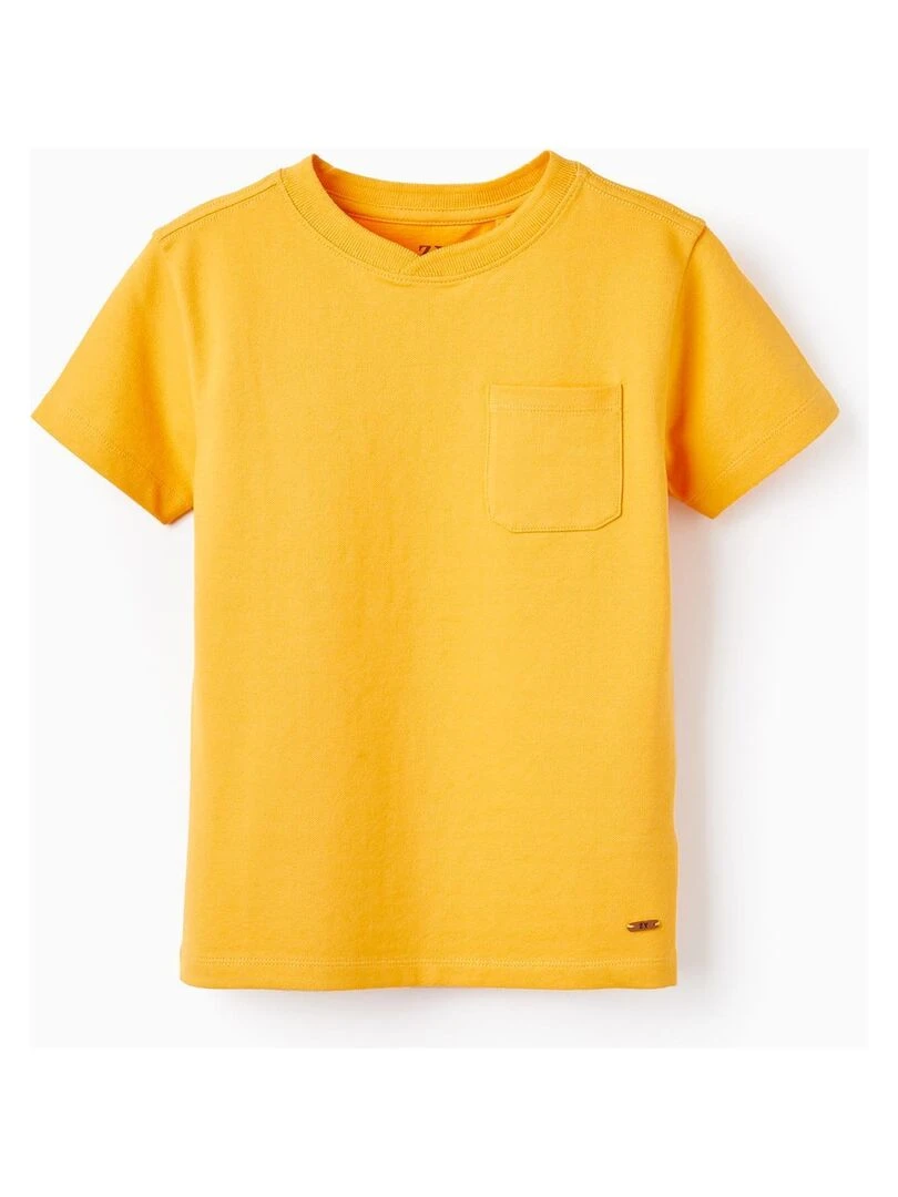 T shirt à manches courtes en piqué de coton pour garçon manches courtes Jaune