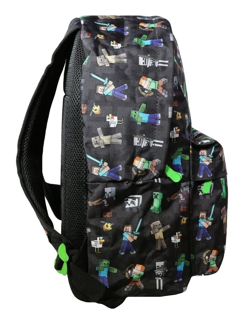Sac à dos 1 compartiment Minecraft Jeu Vidéo Noir Bagtrotter   Noir